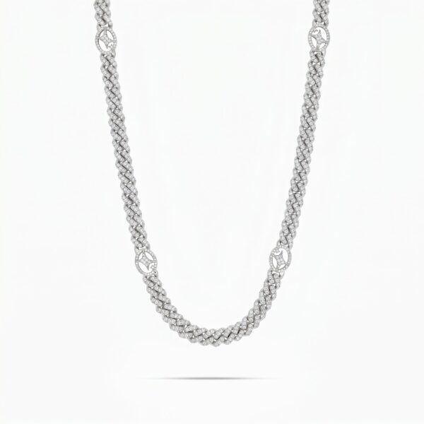 Chaîne Iced Cuban link Signature 5 mm Argentée