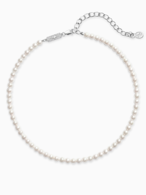 Chaîne perlée 4 mm argentée