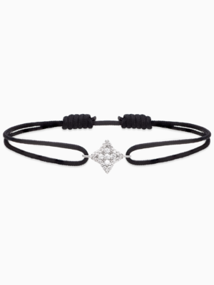 Bracelet cordon Flower - Noir