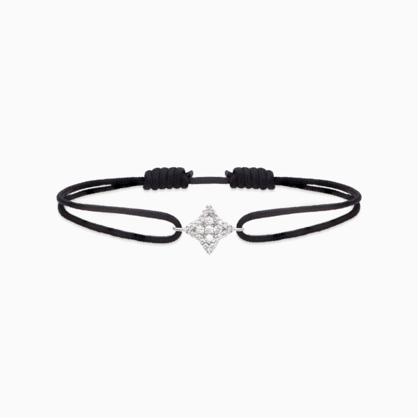 Bracelet cordon Flower - Noir
