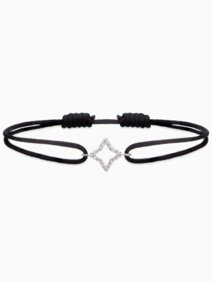 Bracelet cordon Hollow Flower - Noir