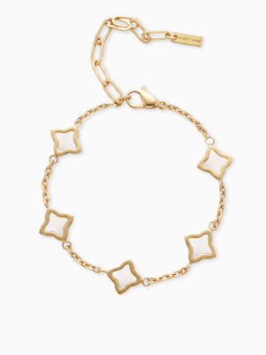 Bracelet Flower câble Doré - Motif Blanc