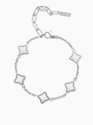 Bracelet Flower câble Argenté - Motif Blanc