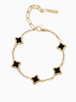 Bracelet Flower câble Doré - Motif Noir