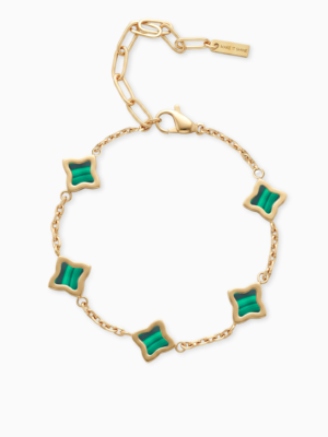 Bracelet Flower câble Doré - Motif Vert