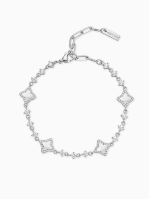 Bracelet Flower Tennis Argenté - Motif Blanc