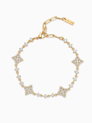 Bracelet Flower Tennis Doré - Pierres blanches