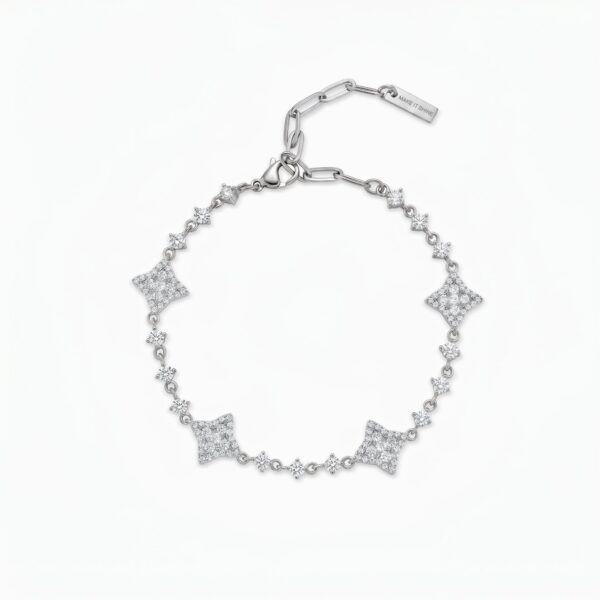 Bracelet Flower Tennis Argenté - Pierres blanches