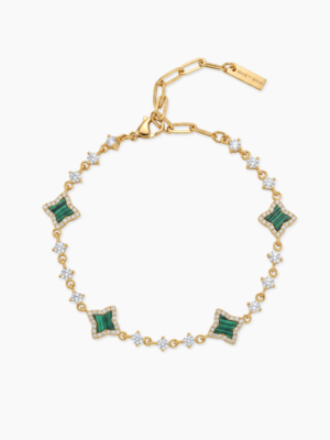 Bracelet Flower Tennis Doré - Motif Vert