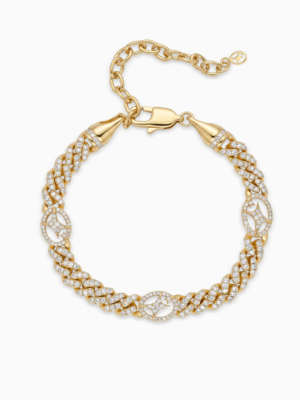 Bracelet Iced Cuban link Signature 5 mm Doré