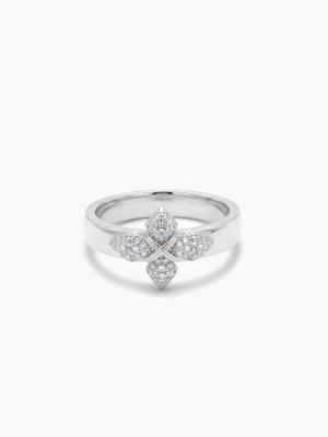 Iced crossed star ring - Argenté