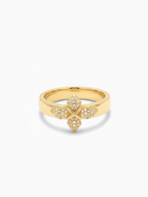 Iced crossed star ring - Doré