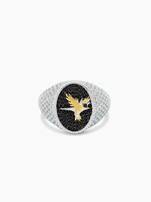Iced Eagle signet ring argentée