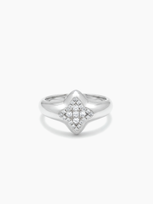 Flower signet ring argentée