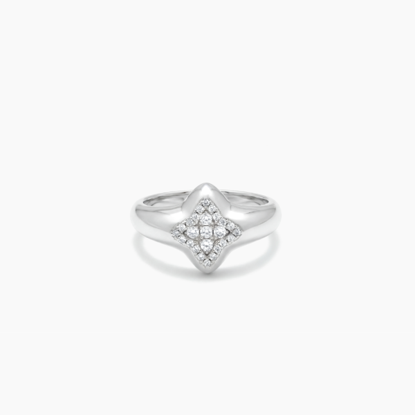 Flower signet ring argentée
