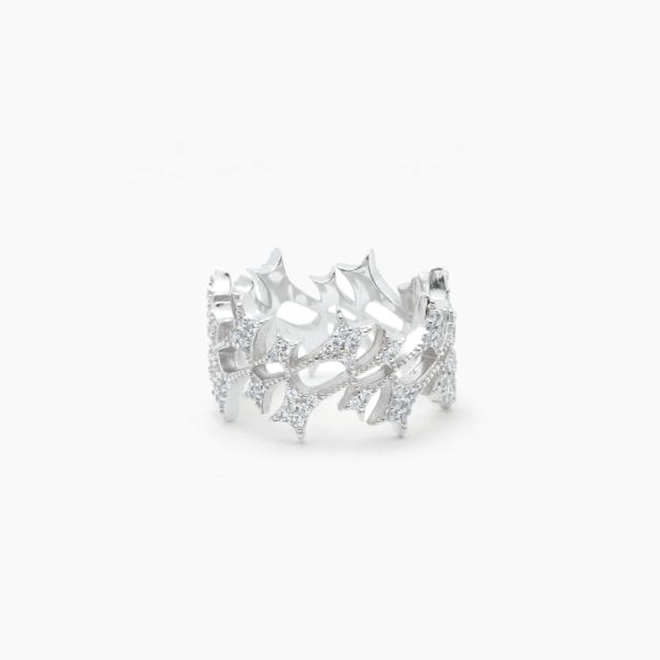 Iced Monogram Ring Argenté