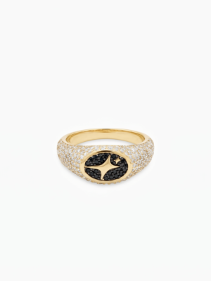 Iced Oval signet ring dorée