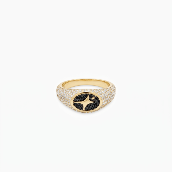 Iced Oval signet ring dorée