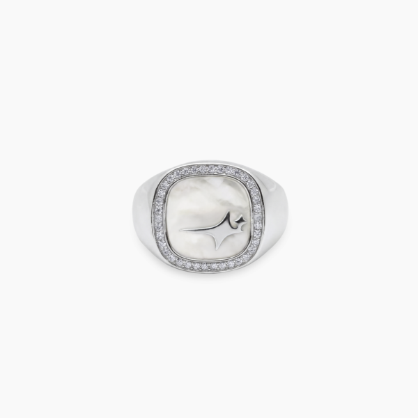 Iced Raw ring Argentée - Motif Blanc