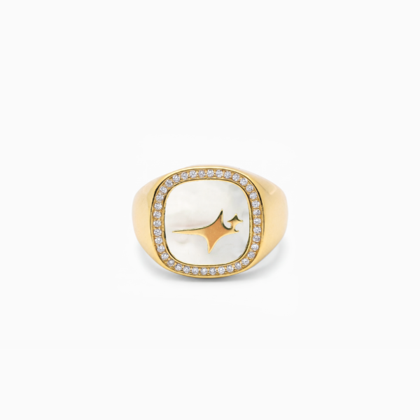 Iced Raw ring Doré - Motif Blanc – Make it Shine