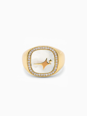 Iced Raw ring Dorée - Motif Blanc