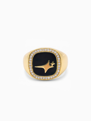 Iced Raw ring Dorée - Motif Noir