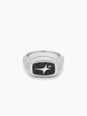 Iced Rectangle signet ring argentée