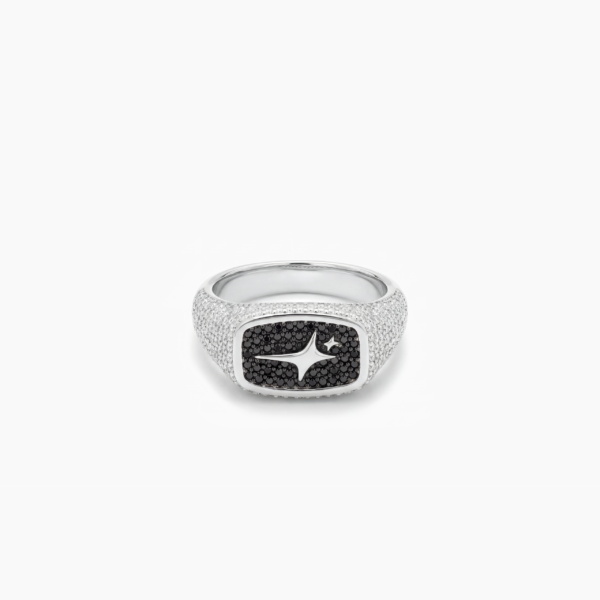 Iced Rectangle signet ring argentée