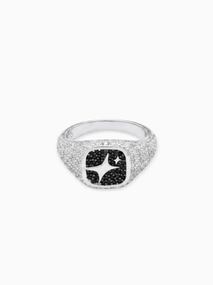 Iced Square signet ring argentée