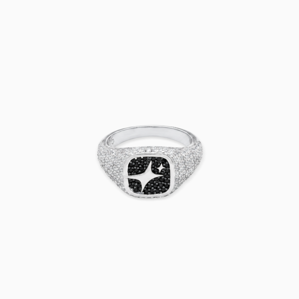 Iced Square signet ring argentée