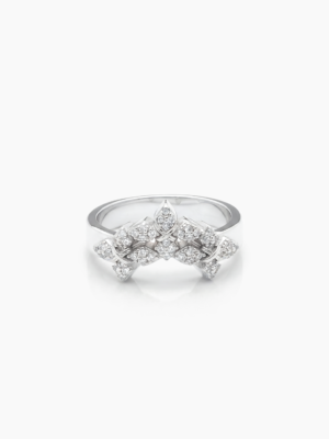 Iced triple crossed star ring - Argenté