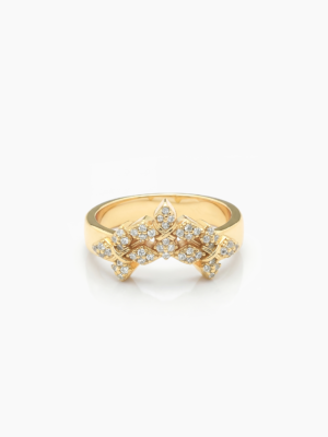 Iced triple crossed star ring - Doré