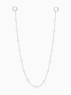 Wallet Chain Flower Tennis Argentée - Motif Blanc