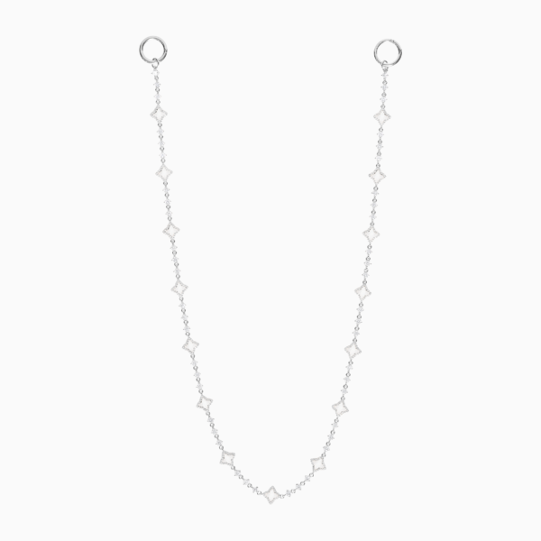 Wallet Chain Flower Tennis Argentée - Motif Blanc
