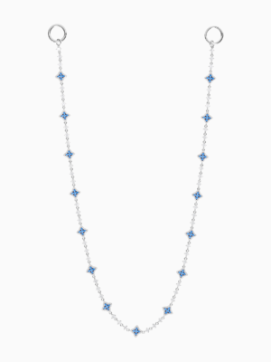 Wallet Chain Flower Tennis Argentée - Pierres Bleues