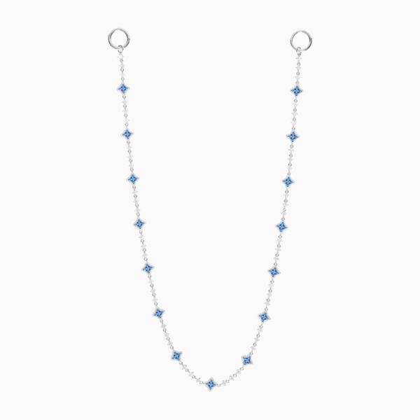 Wallet Chain Flower Tennis Argentée - Pierres Bleues