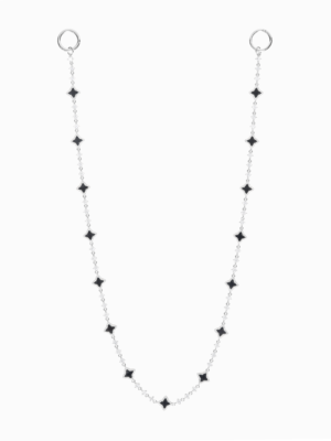 Wallet Chain Flower Tennis Argentée - Motif Noir