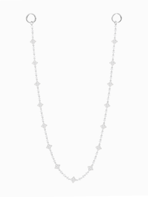 Wallet Chain Flower Tennis Argentée - Pierres Blanches