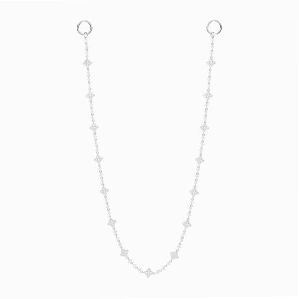 Wallet Chain Flower Tennis Argentée - Pierres Blanches