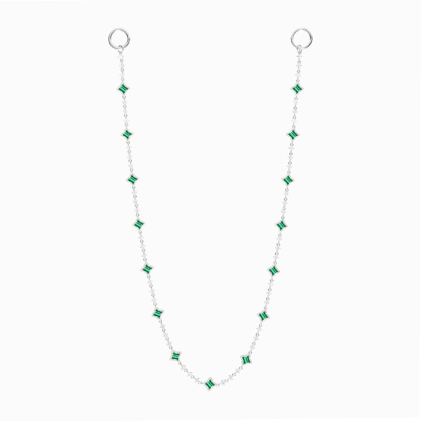 Wallet Chain Flower Tennis Argentée - Motif Vert