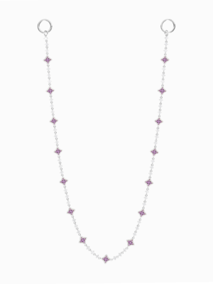 Wallet Chain Flower Tennis Argentée - Pierres Violettes