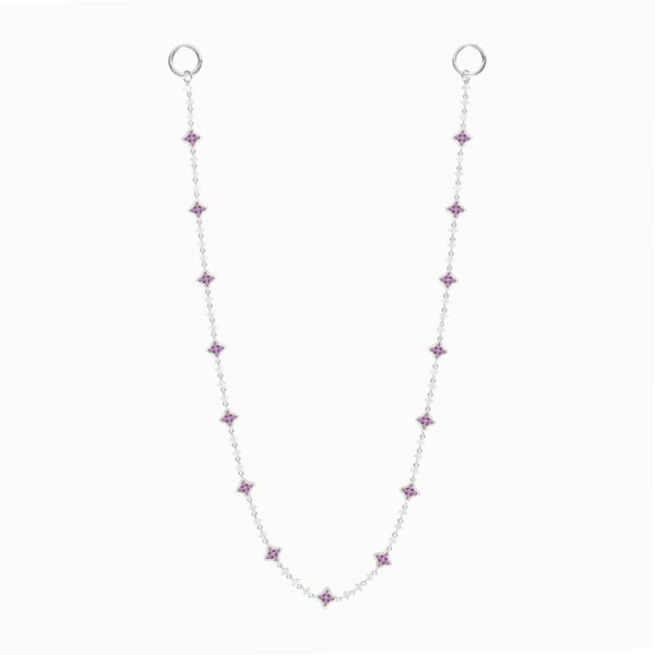 Wallet Chain Flower Tennis Argentée - Pierres Violettes