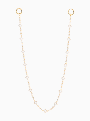 Wallet Chain Flower Tennis Dorée - Motif Blanc