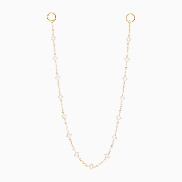 Wallet Chain Flower Tennis Dorée - Motif Blanc