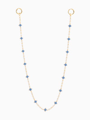 Wallet Chain Flower Tennis Dorée - Pierres Bleues