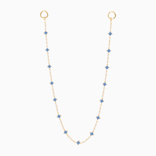 Wallet Chain Flower Tennis Dorée - Pierres Bleues
