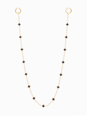 Wallet Chain Flower Tennis Dorée - Motif Noir