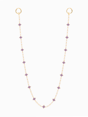 Wallet Chain Flower Tennis Dorée - Pierres Violettes