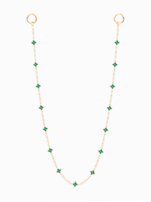 Wallet Chain Flower Tennis Dorée - Motif Vert