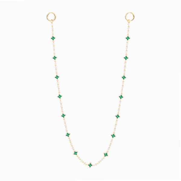 Wallet Chain Flower Tennis Dorée - Motif Vert